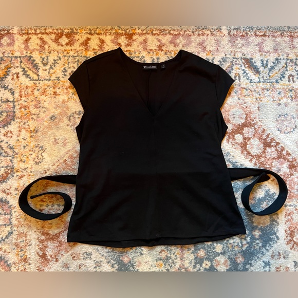 New York & Company Black Blouse with Tie-Waist - Picture 2 of 5